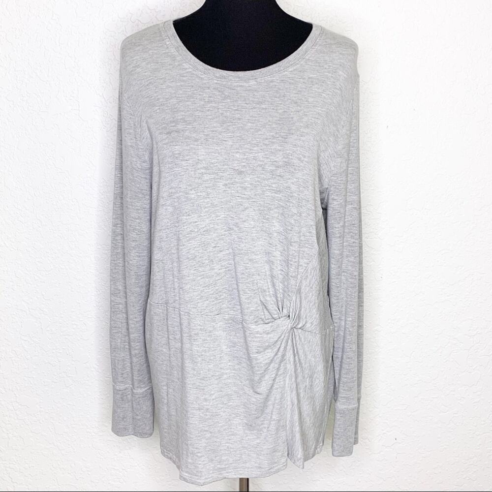Athleta light gray knot front lightweight knit pullover top size Extra Large XL